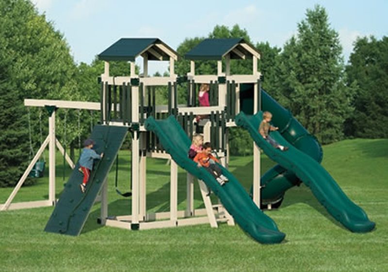 #H68-7 Includes 4-Position Swing Beam! Twisty Turbo Slide, Gangplank, Plastic Glider, Ripple Rush Slide